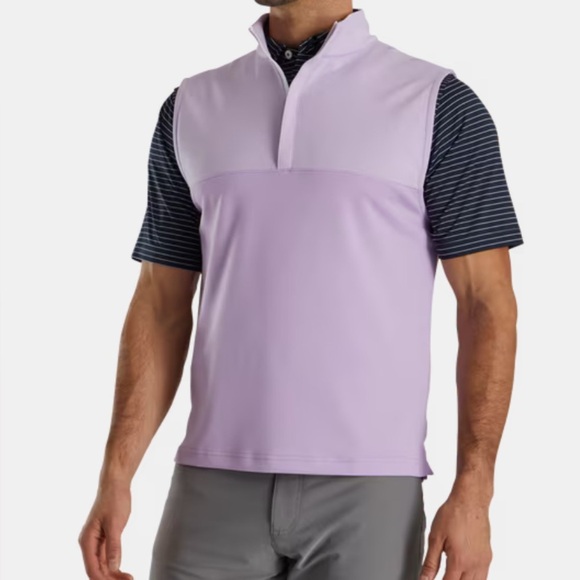 FootJoy Foot Joy FJ Heather Yoke 1/2 Zip Vest Large Lavender Mens Golf NEW 1018 - Picture 1 of 6